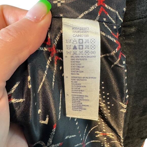 Forever 21 Black Suede Leather Fringe Vest Large‎ Western Biker Rodeo Edgy - Picture 5 of 7